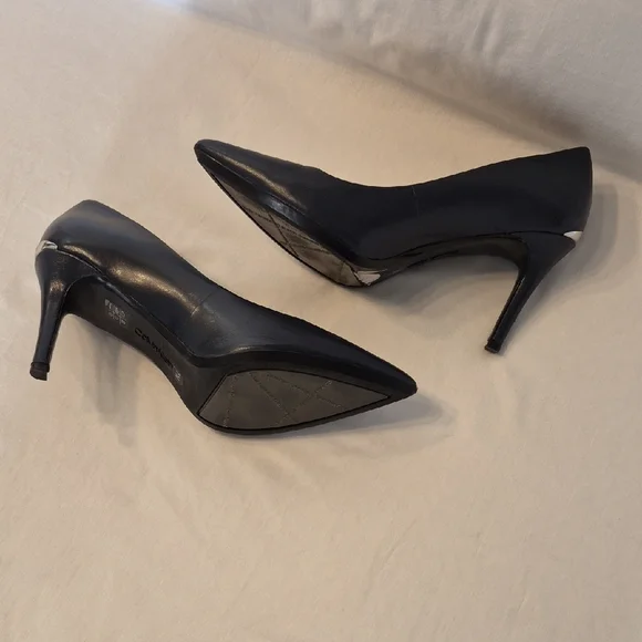 Calvin Klein Women's Black Pointed Toe Leather Heels - Picture 3 of 10